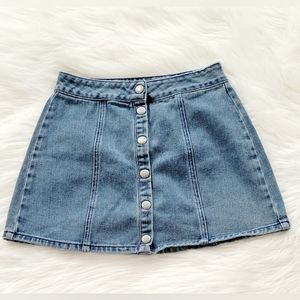 Melville Denim Snap Front Jean Mini Skirt Size 25